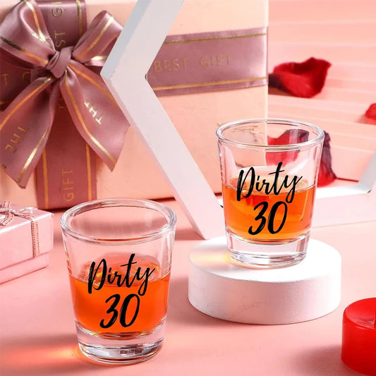 30th Birthday Shot Glasses Set of 2 – RIP 20s Dirty 30 Gift Birthday Shot Glasses Peaceful Pleasures Health and Wellness