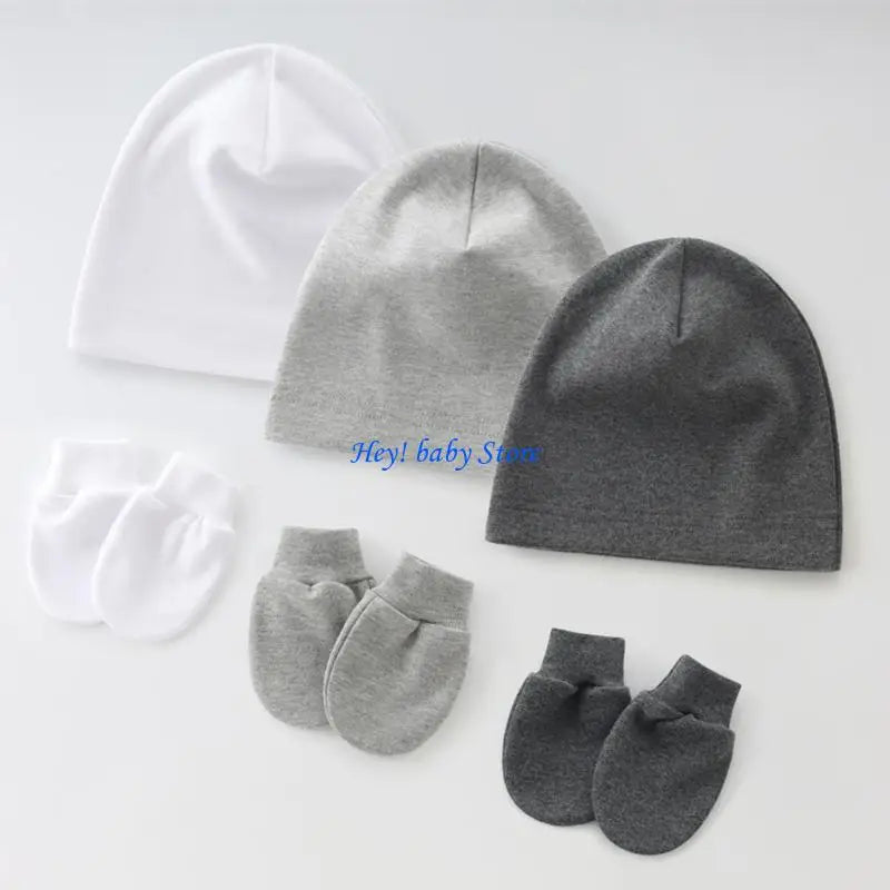 Newborn Baby Hat & Mittens Set | Soft Cotton, 0–3 Months