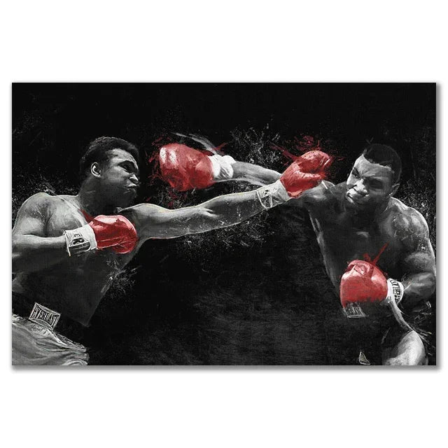 Boxer Wall Poster, Mike Tyson Muhammad Ali Motivational Quote Canvas Painting Prints, Home Decor Pictures for Living Room Peaceful Pleasures Health and Wellness 18 30x40cm Unframed