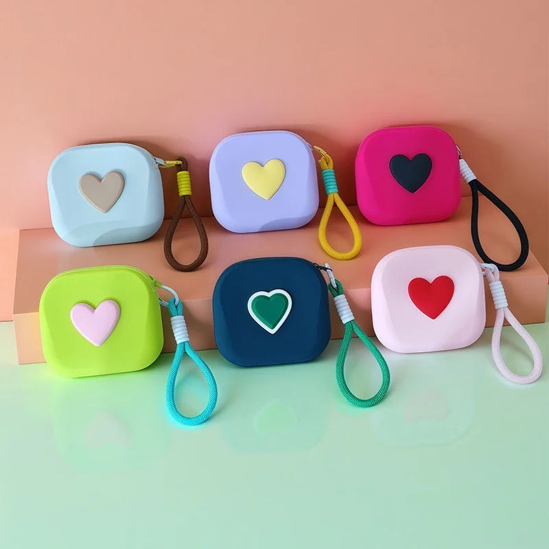 Heart Shaped Portable Silicone Makeup Bag for Women, Travel Waterproof Cosmetic Bag Gifts Zipper Closure Makeup Case with Handle Peaceful Pleasures Health and Wellness