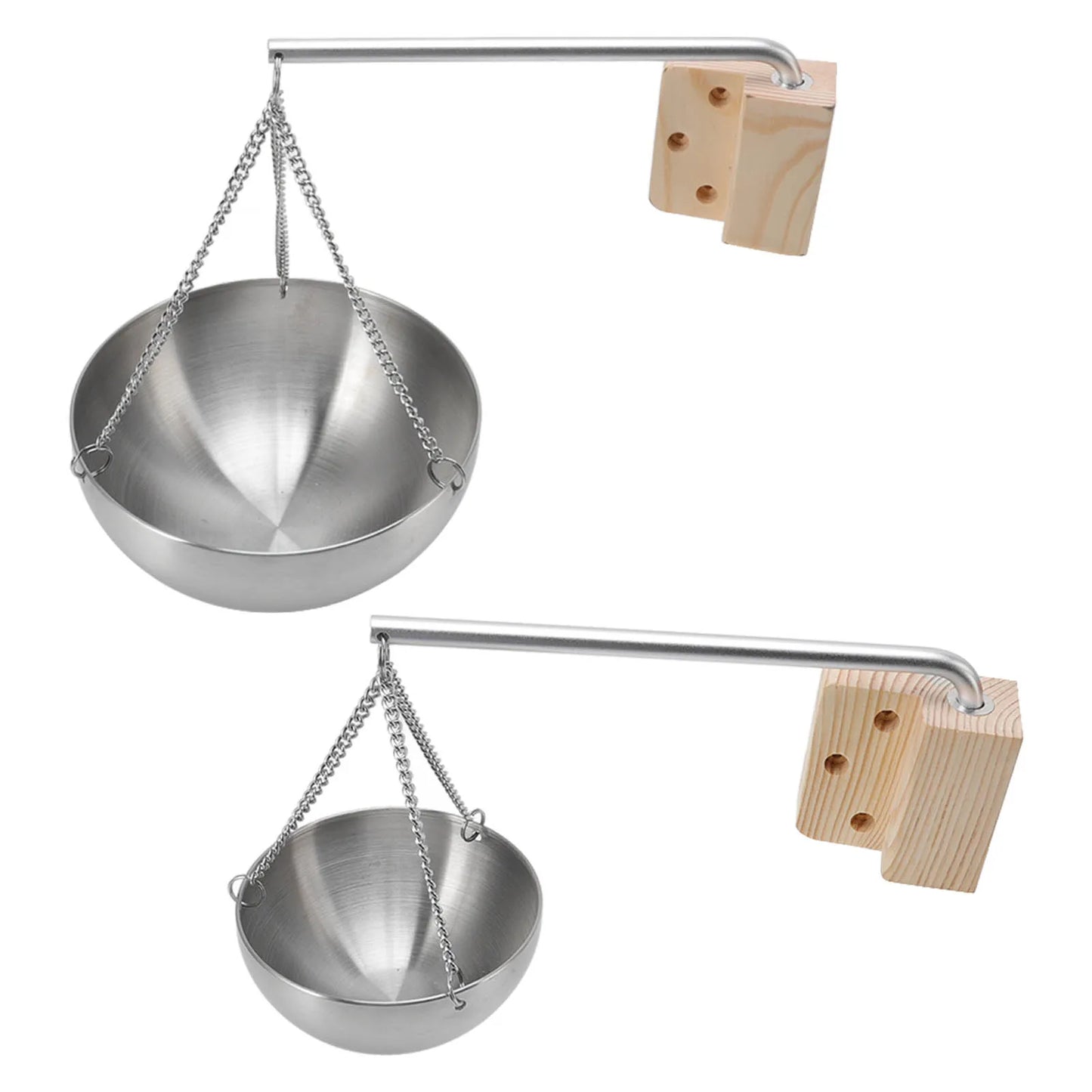 Sauna Essential Oil Bowl Stainless Steel Easy To Use Glossy Hanging Sauna Oil Cup Swingable with Wooden Block for Relaxing Peaceful Pleasures Health and Wellness