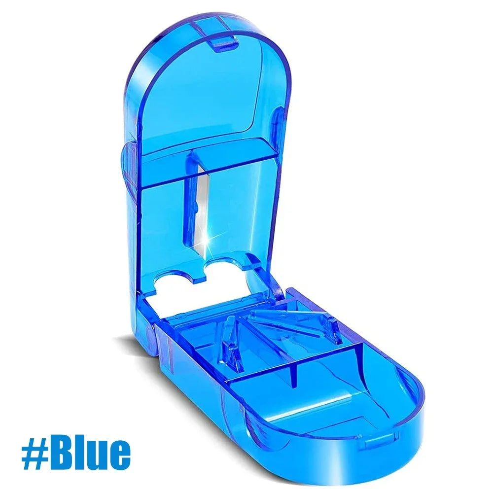 New Pill Cutter, Professional Pill Splitter for Cutting Small Pills or Large Pills in Half, Doubles As A Pill Box for Tiny Pills Peaceful Pleasures Health and Wellness Blue