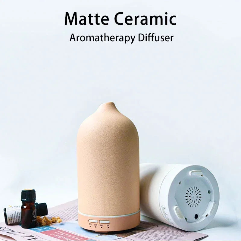 Ceramic Air Humidifier Aroma Diffuser Automatic Small Humidifier Hotel Air Fresh Essential Oil Diffuser Timing Colorful Lights Peaceful Pleasures Health and Wellness