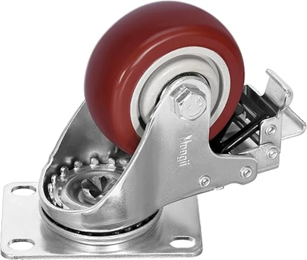 4-Pack 4" Heavy-Duty Swivel Caster Wheels | 500kg Dual Brake