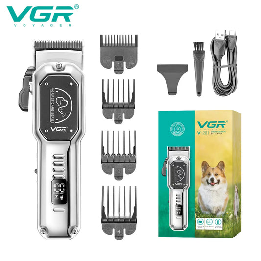 VGR Electric Pet Hair Trimmer Professional Dog Shaver Household Pet Hair Trimmer Metal LED Digital Pet Push Clipper V-201 Peaceful Pleasures Health and Wellness USB