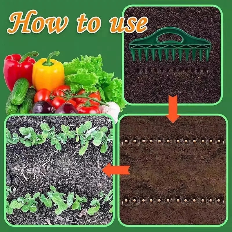 12-Hole Hand Dibbler – Fast Seed Planting & Soil Spacer Tool