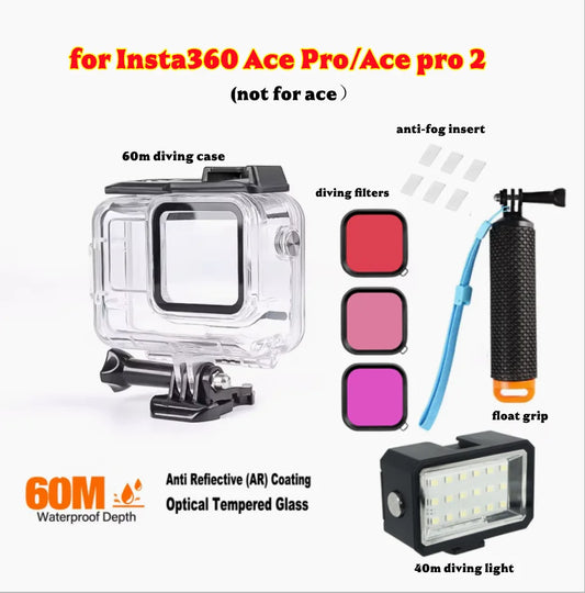 Insta360 Ace Pro/Pro2 Waterproof Housing & Dive Filter Kit 60M Underwater Camera Housing Oasis Select