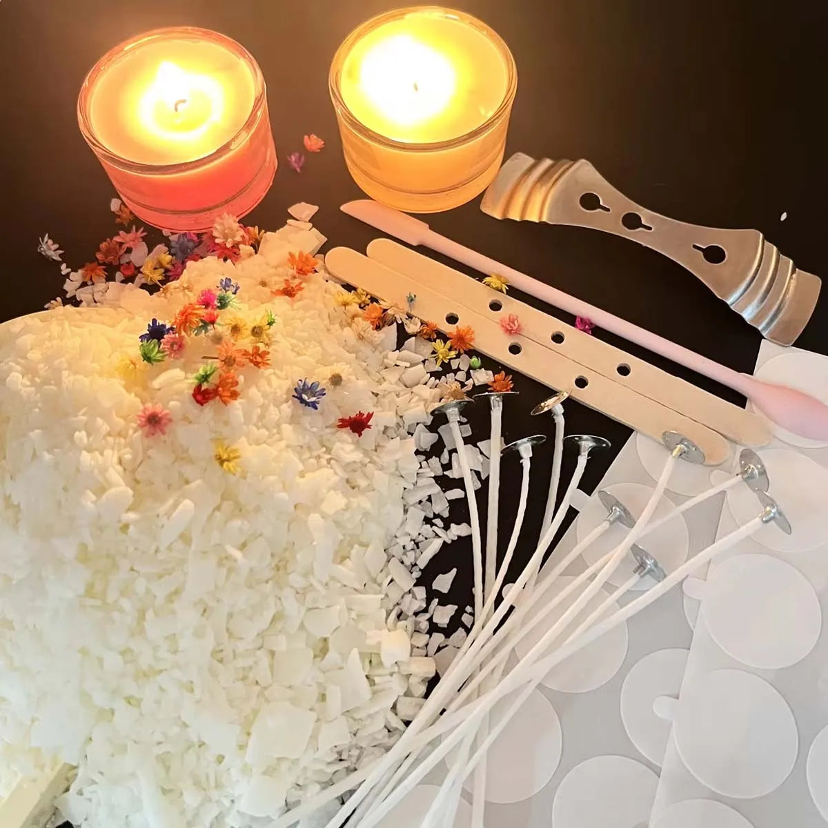 200g Soy Wax DIY Candle Making Kit with Wicks & Supplies