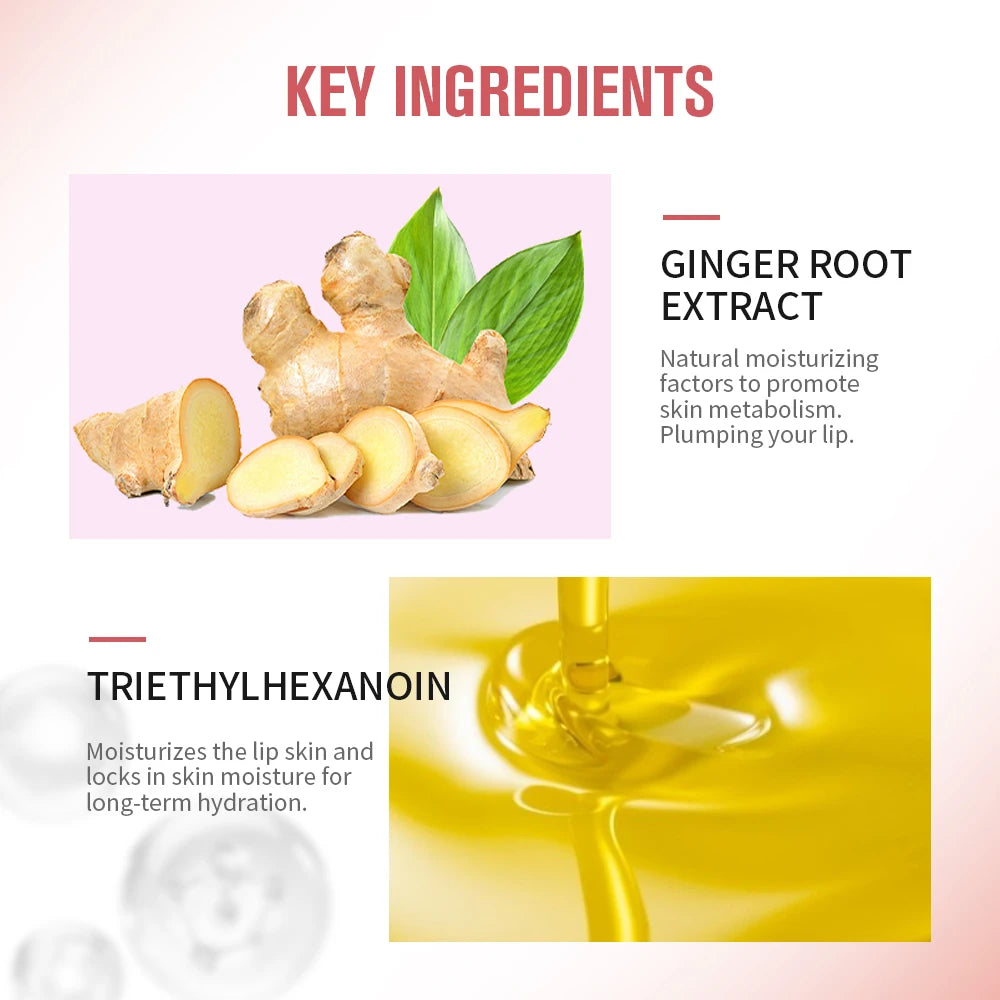 Lakerain Lip Glaze Brightening Lip Color Long-lasting Moisturizing Ginger Root Extract Lip Glaze Texture Hot Plump Lip Gloss Peaceful Pleasures Health and Wellness