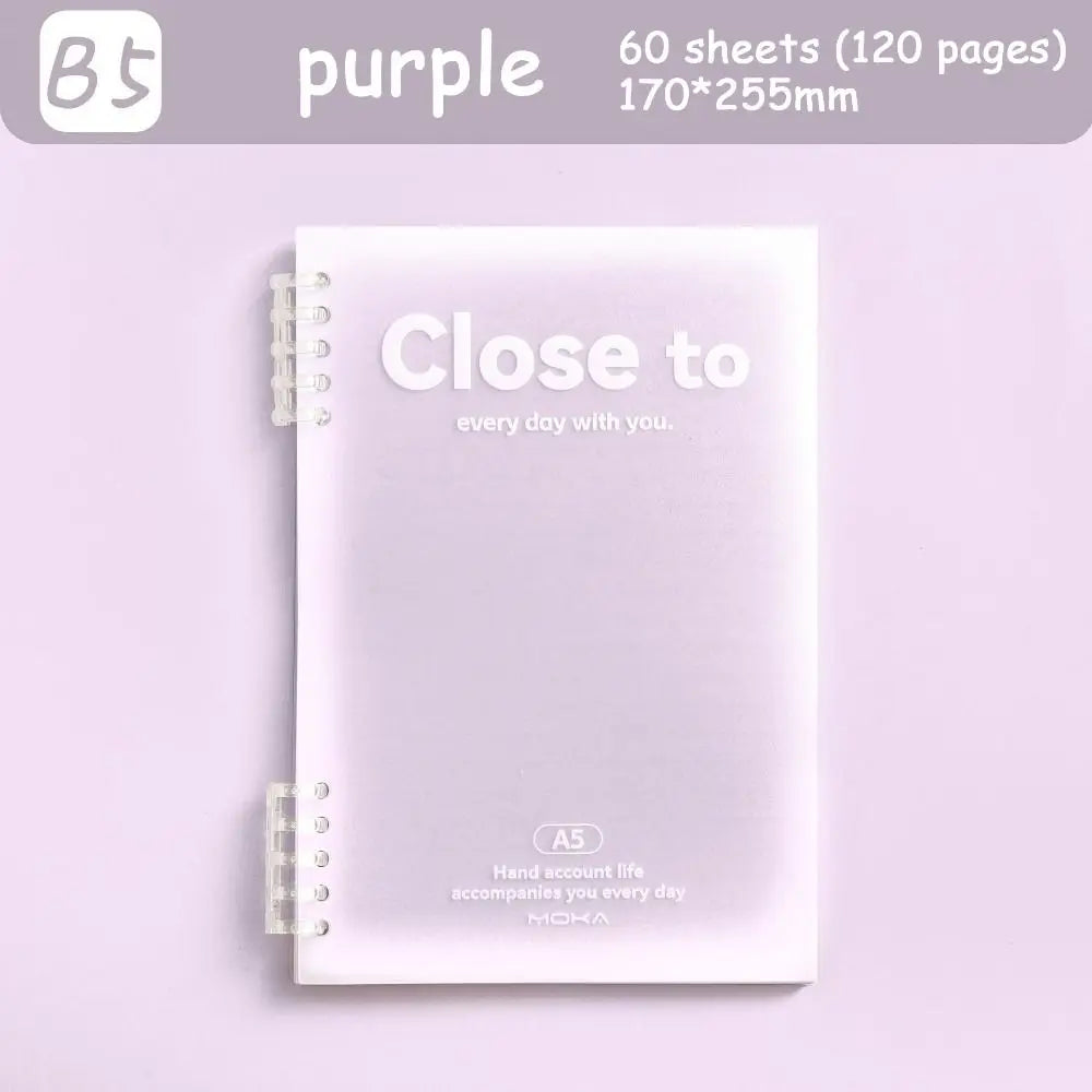 Simple Stationery A5/B5 Binder Notebook Horizontal Line Gradient Color Kawaii Loose-Leaf Notebook 60 Sheets PVC Cover Peaceful Pleasures Health and Wellness purple-B5