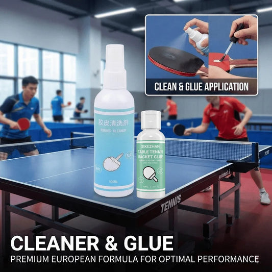Table Tennis Glue & Cleaner Bundle: 50ml Inorganic Adhesive & 100ml Rubber Cleaning Spray for Racket Care Peaceful Pleasures Health and Wellness
