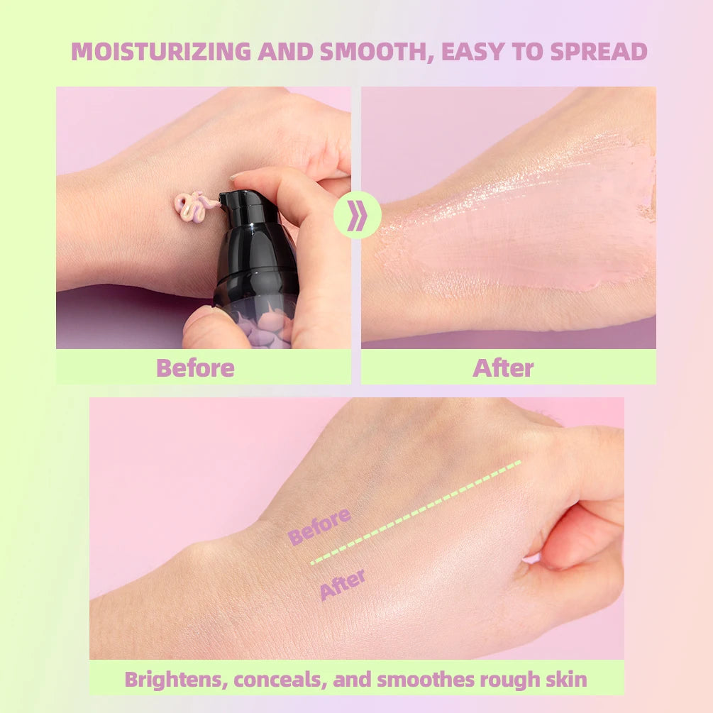 QIBEST Three Color Liquid Concealer Mixed Isolation Lotion Makeup Invisible Pore Moisturizing Bright Skin Face Primer Foundation Peaceful Pleasures Health and Wellness