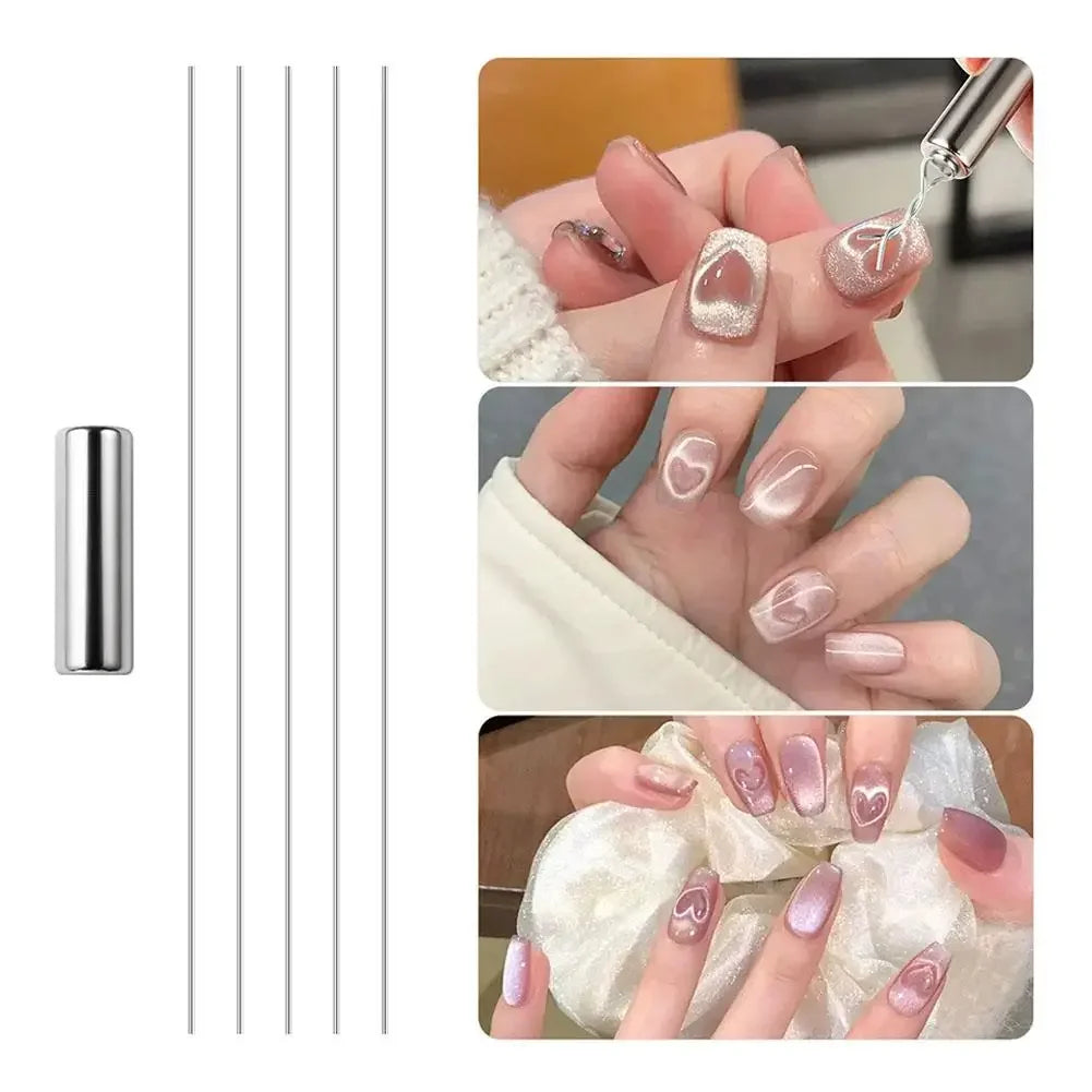 Double Ended Magnetic Nail Polish Stick Cat Eye Magnetic Cylindrical Stick With Iron Wire UV Gel Polish Nails Art Manicure Tool Peaceful Pleasures Health and Wellness