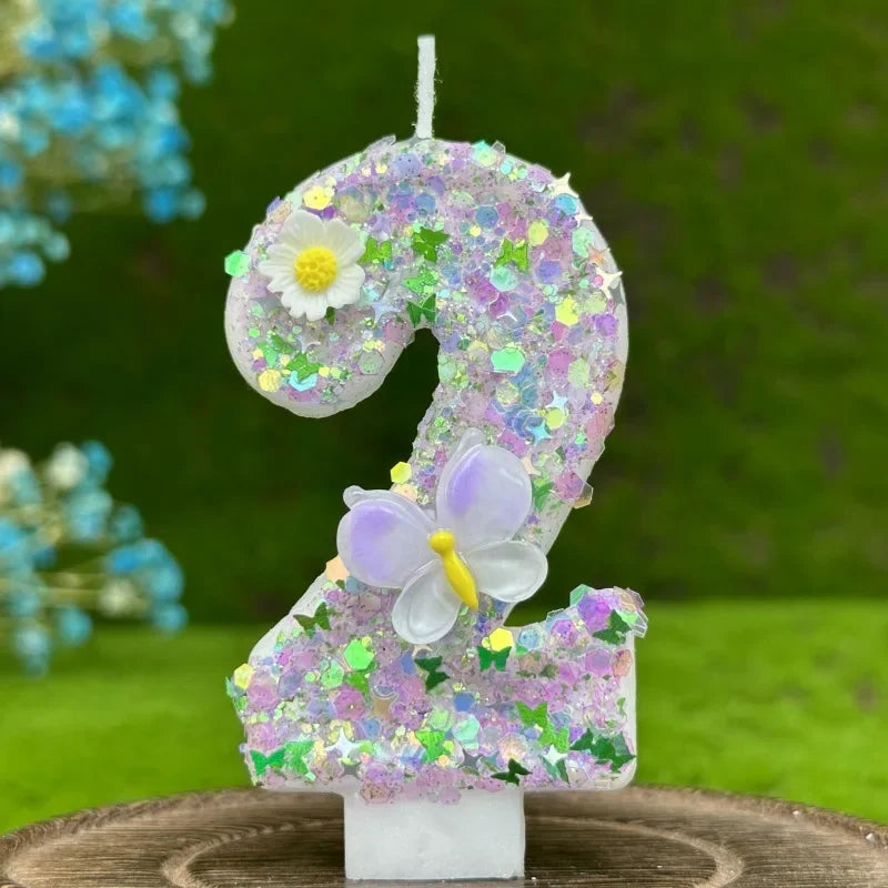 Number Cake Candle Butterflies Flowers Birthday Candle 1 2 3 4 5 6 7 8 9 3D Number Candle Cake Topper Birthday Party Cake Decor Peaceful Pleasures Health and Wellness 2
