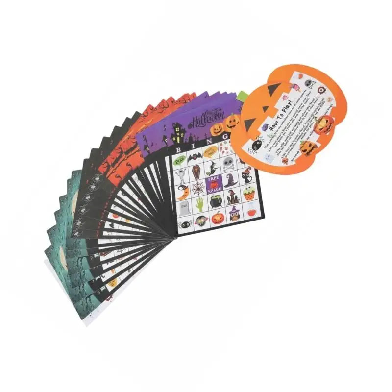 Halloween Bingo Game Set for 24 Players – Reusable Party Cards