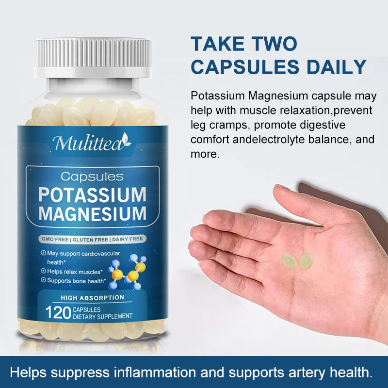 Potassium Magnesium & Zinc Capsules – Muscle Cramps, Sleep & Migraine Relief | 45-Day Supply Peaceful Pleasures Health and Wellness