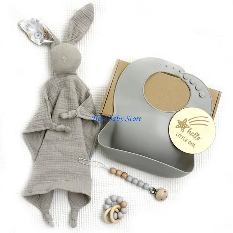 Baby Bath Toy Set – Wooden Rattle Bracelet & Silicone Teether