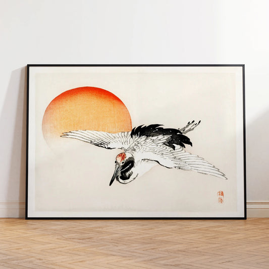 Flying Crane Sunrise Canvas Wall Art | Minimalist Print Decor Canvas Wall Art Print Peaceful Pleasures Health and Wellness G4378 50x70cm Unframed