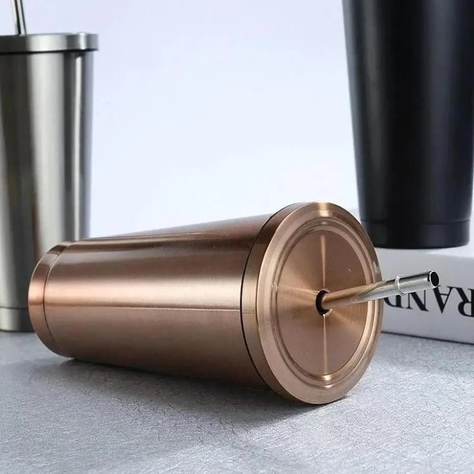 304 Stainless Steel Straw Cup Large Capacity Portable Coffee Mug