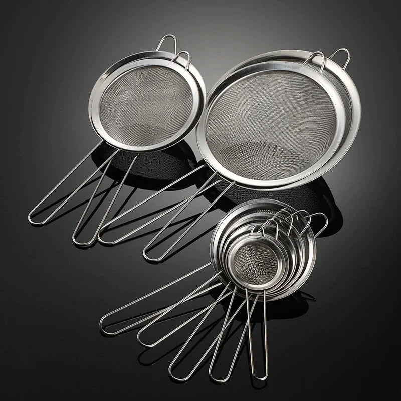 3-Piece Stainless Steel Fine Mesh Strainer Set with Handle Mesh Strainer Set Peaceful Pleasures Health and Wellness