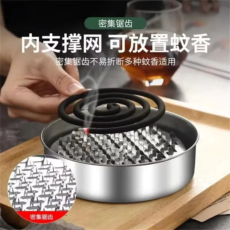1/2pc Stainless Steel Mosquito Coils Holder round Tray with Cover Easy to Clean Anti-Mosquito Supplies for Outdoor Picnic Travel Peaceful Pleasures Health and Wellness