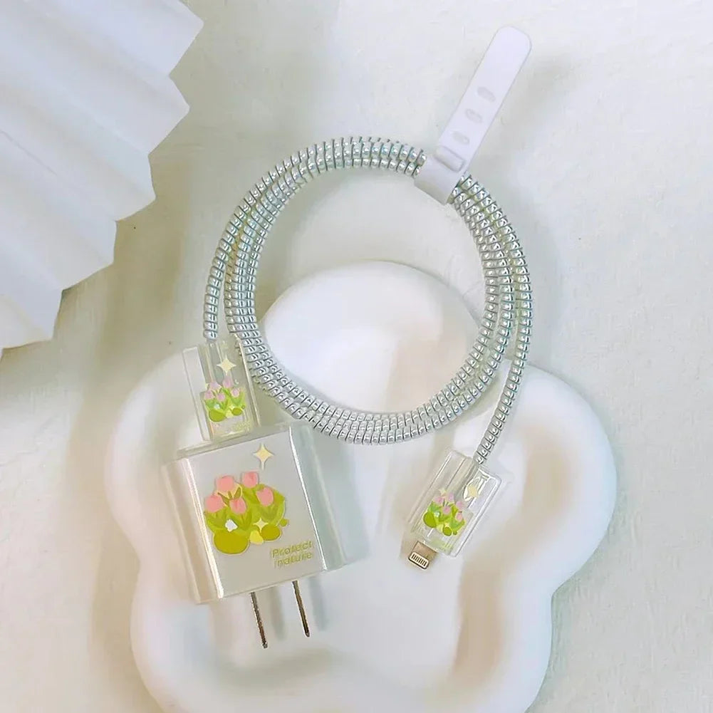 Cute iPhone 20W Charger Cover & USB Cable Winder Protector