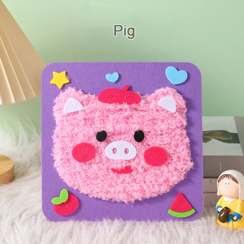 DIY Cartoon Animal Embroidery Doll Kits Fun Non-woven Fabric