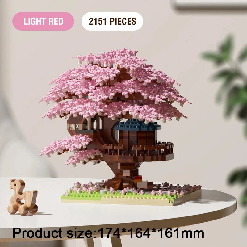 DIY Sakura Tree Building Blocks Cherry Blossom Bricks Light Treehouse