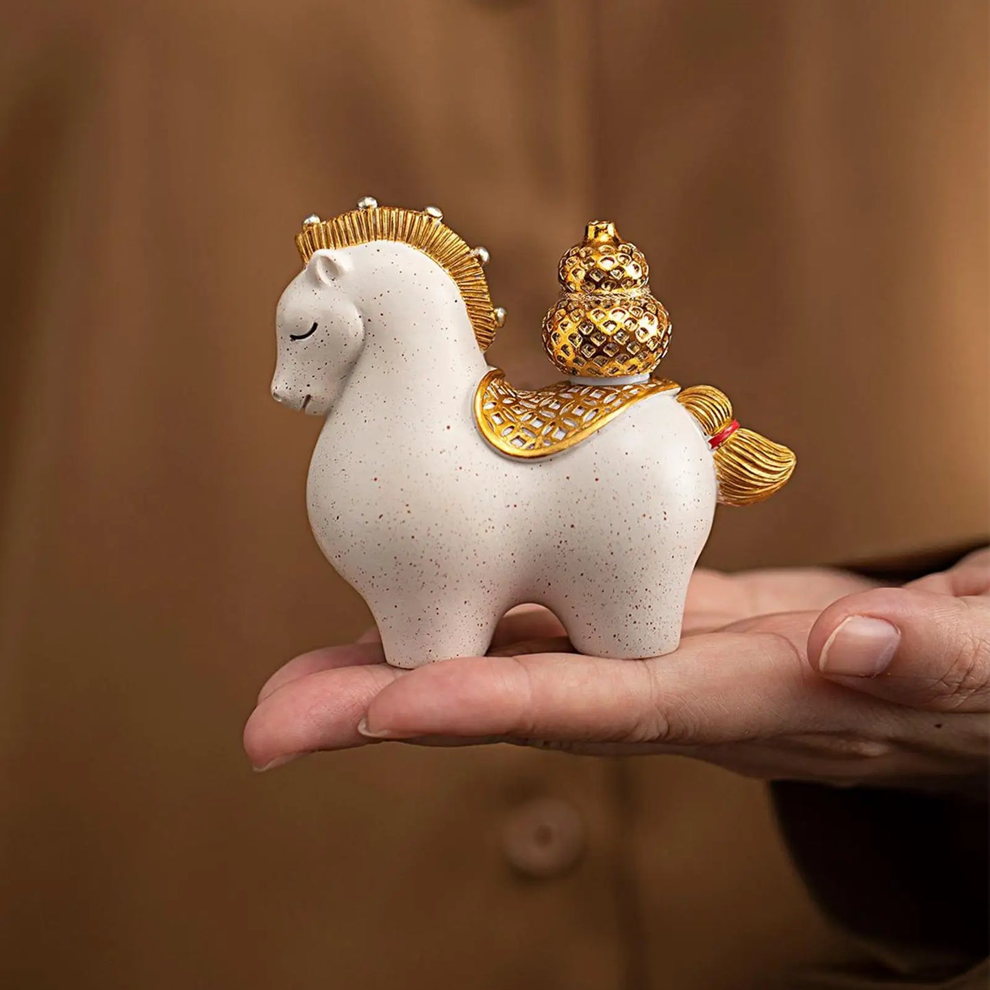 Chinese New Year 2026 Horse Statue Set of 2 | Lunar New Year Decor Decorative Figurine Set Peaceful Pleasures Health and Wellness