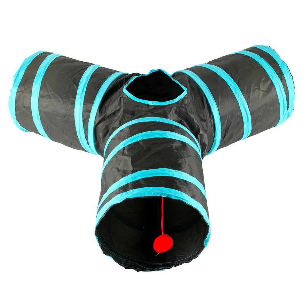 Cat Tunnel Tube Kitty Tunnel Bored Cat Pet Toys Peek Hole Toy Peaceful Pleasures Health and Wellness B18217 Blue Y