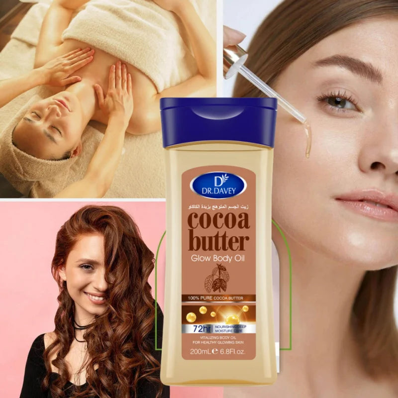 Cocoa Butter Body Oil Cocoa Butter Glow Body Oil Body Oil Skin Care Essential Oil，Suitable for all skin types，VITALIZING BODY OI Peaceful Pleasures Health and Wellness