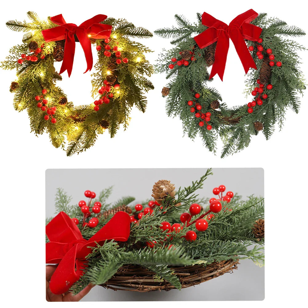 Christmas Wreath Indoor Outdoor – Red Bow & Berry Holiday Décor