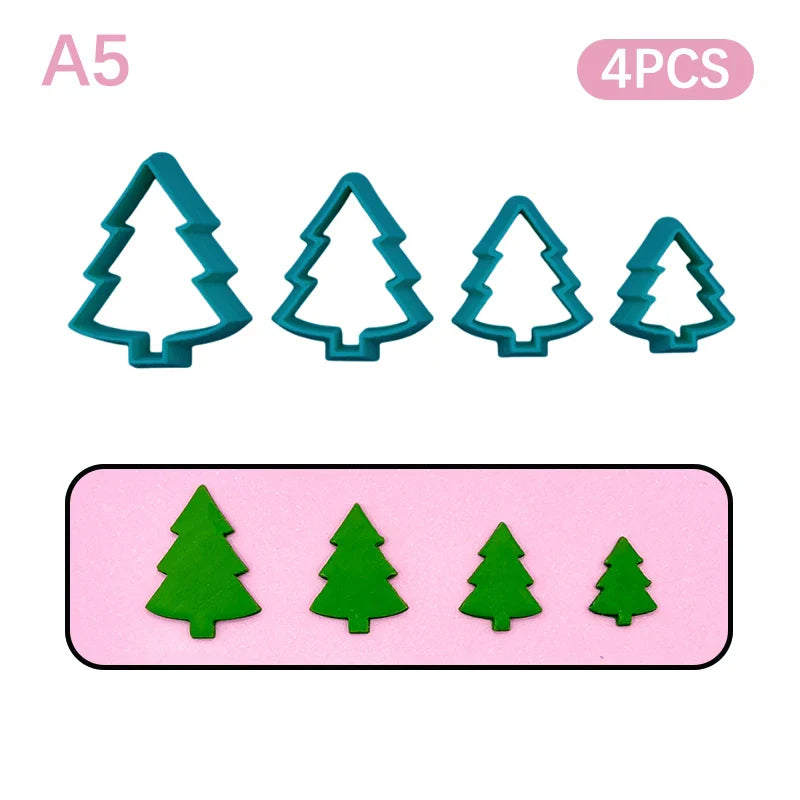 Christmas Tree & Wreath Polymer Clay Cutters – 4pc DIY Set