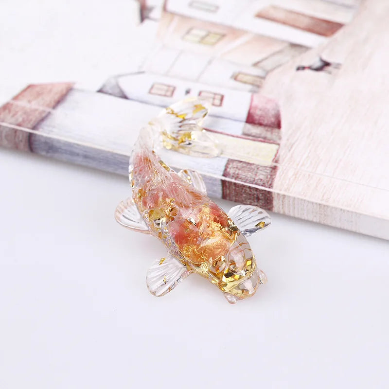 Lucky Koi Fish Figurine – Crystal Epoxy Resin Desk Ornament