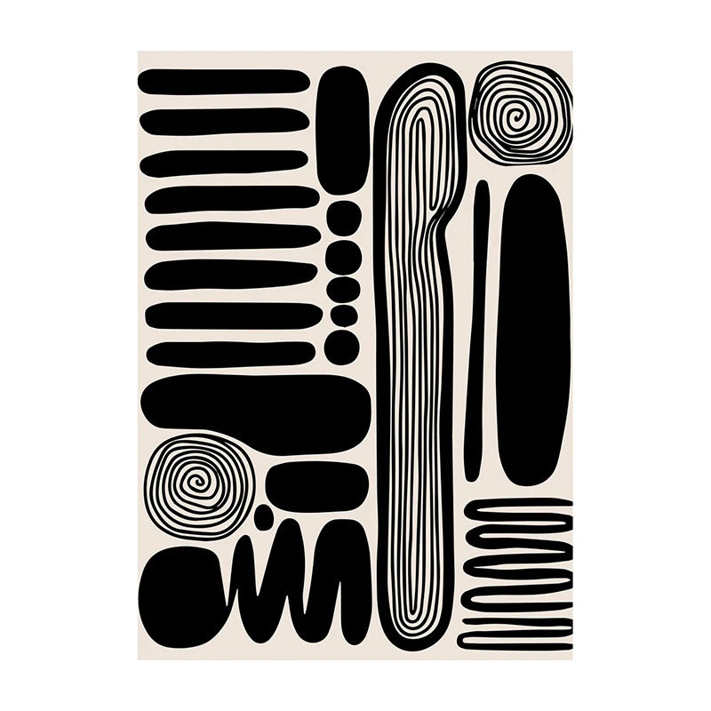 Retro Geometric Abstract Canvas Wall Art | Minimal Line Print