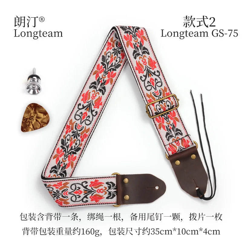 Embroidered Guitarstrap Jacquard Electric Guitar Bass Children's