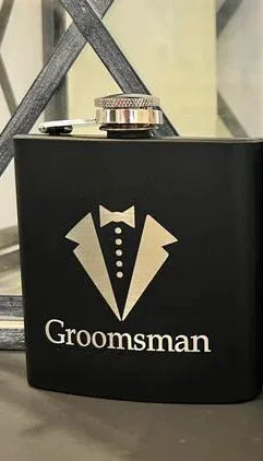 Wedding Party Metal Flask | Groom, Best Man & Groomsman Gift Wedding Party Flask Peaceful Pleasures Health and Wellness groomsman