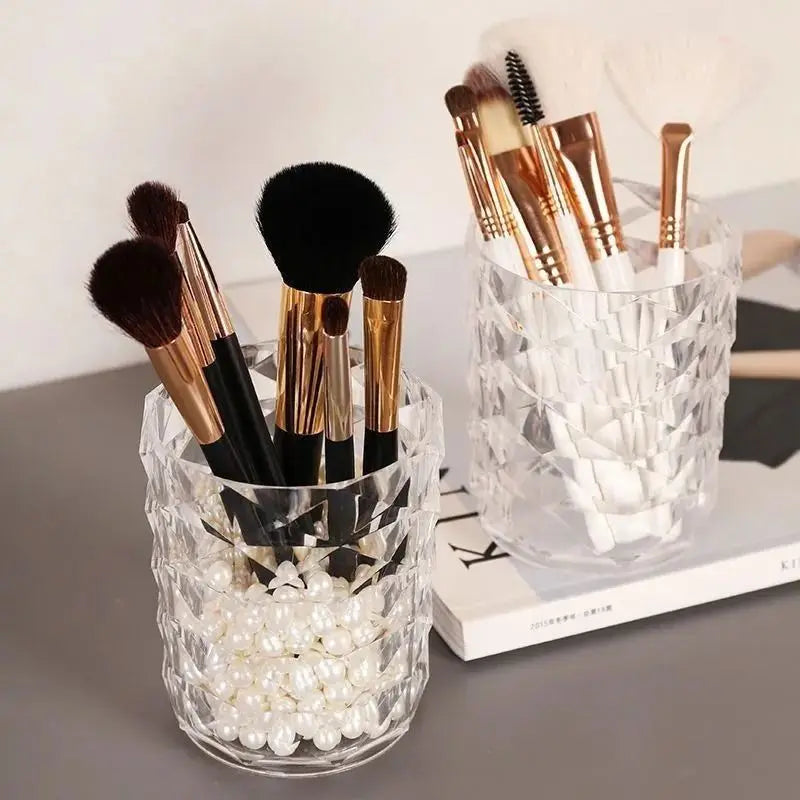 Home Cosmetic Storage Dustproof Makeup Brush Storage Bucket Cosmetic Brush Holder Cup Transparent Pen Holder For Dressing Table Peaceful Pleasures Health and Wellness