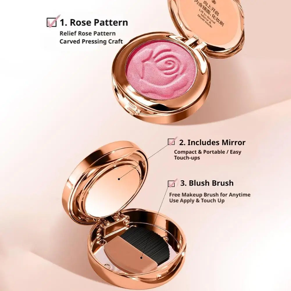 3-in-1 Multifunctional Blush Plate Enhance Complexion Lasting Brightening Monochrome Rose Professional Shiny Matte Blush Palette Peaceful Pleasures Health and Wellness