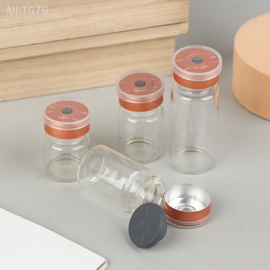 10-Pack Glass Vials Flip-Off Caps & Rubber Stoppers | 3–10ml Glass Storage Vials Peaceful Pleasures Health and Wellness