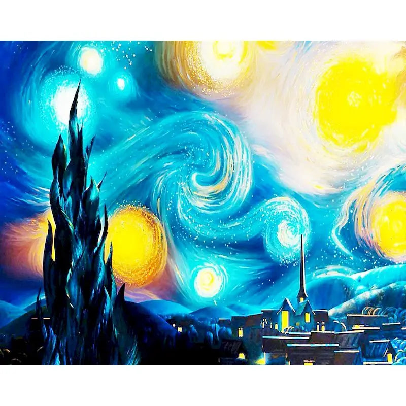Van Gogh Starry Sky Paint by Numbers Kit | 60x75cm Canvas Paint by Numbers Kit Peaceful Pleasures Health and Wellness
