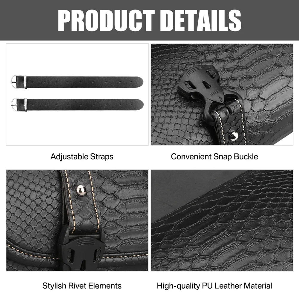 Crocodile Pattern Motorcycle Saddlebag Leather Luggage PU Bags Front Fork Tool Bag For Harley Sportster Chopper Bobber Cruiser Peaceful Pleasures Health and Wellness