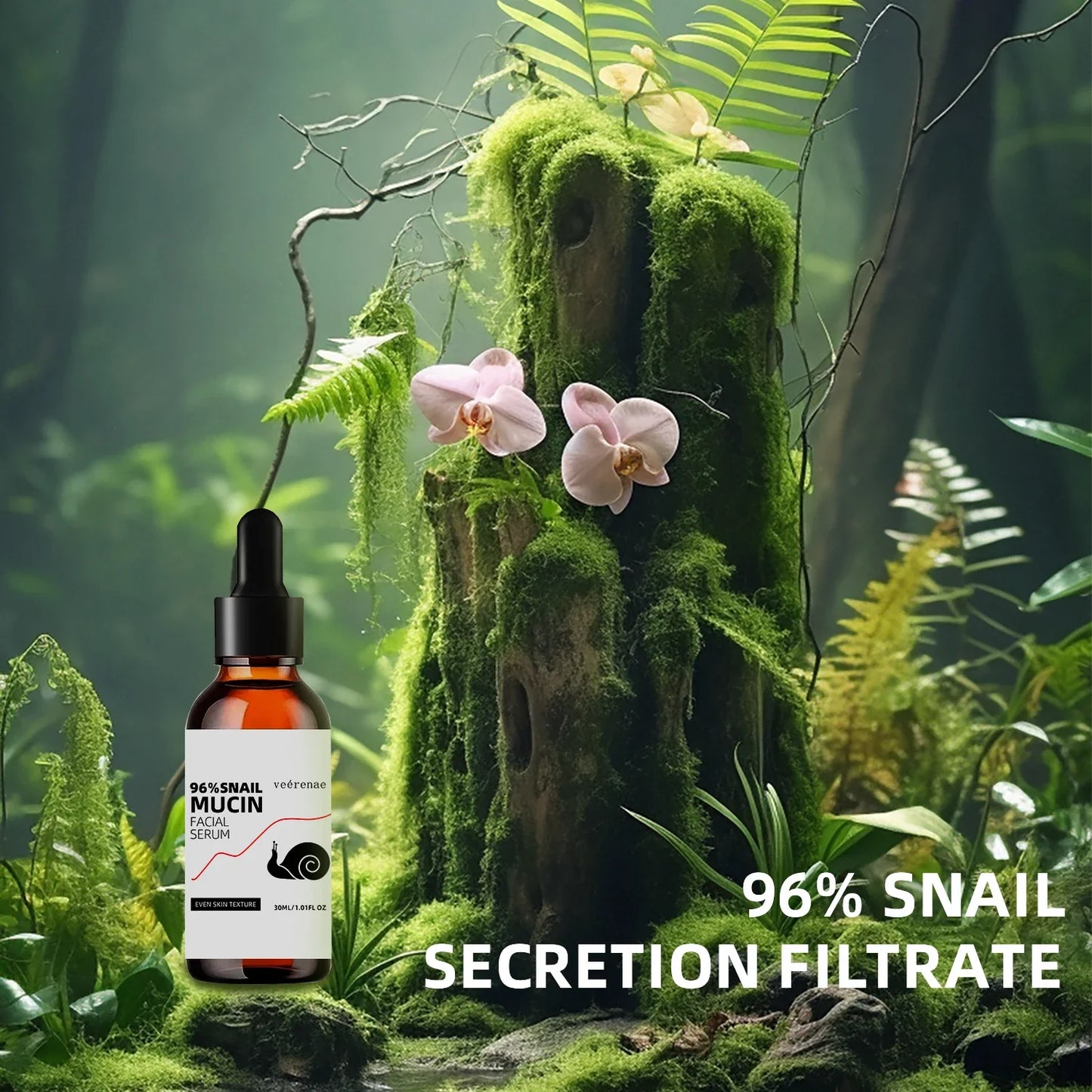 veérenae 96% Snail Mucin Facial Serum – Intense Hydration