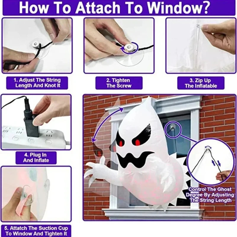 Spooky Halloween Inflatable White Ghost Outdoor Decoration Light Up Scary Decor for Garden Party Indoor Yard unique Party Peaceful Pleasures Health and Wellness