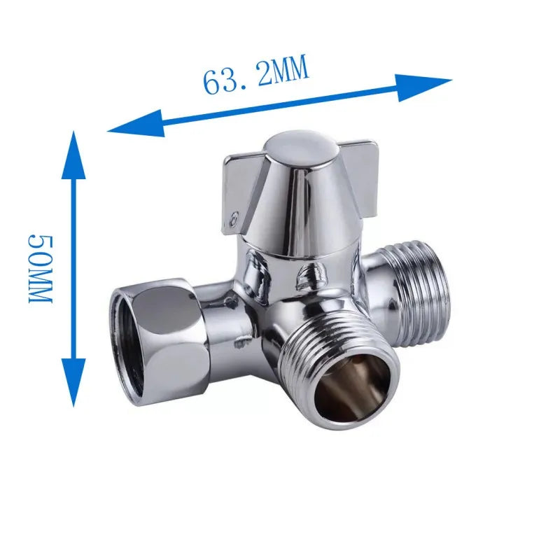 G1/2" 3-Way Brass Shower Diverter Valve T-Adapter Converter