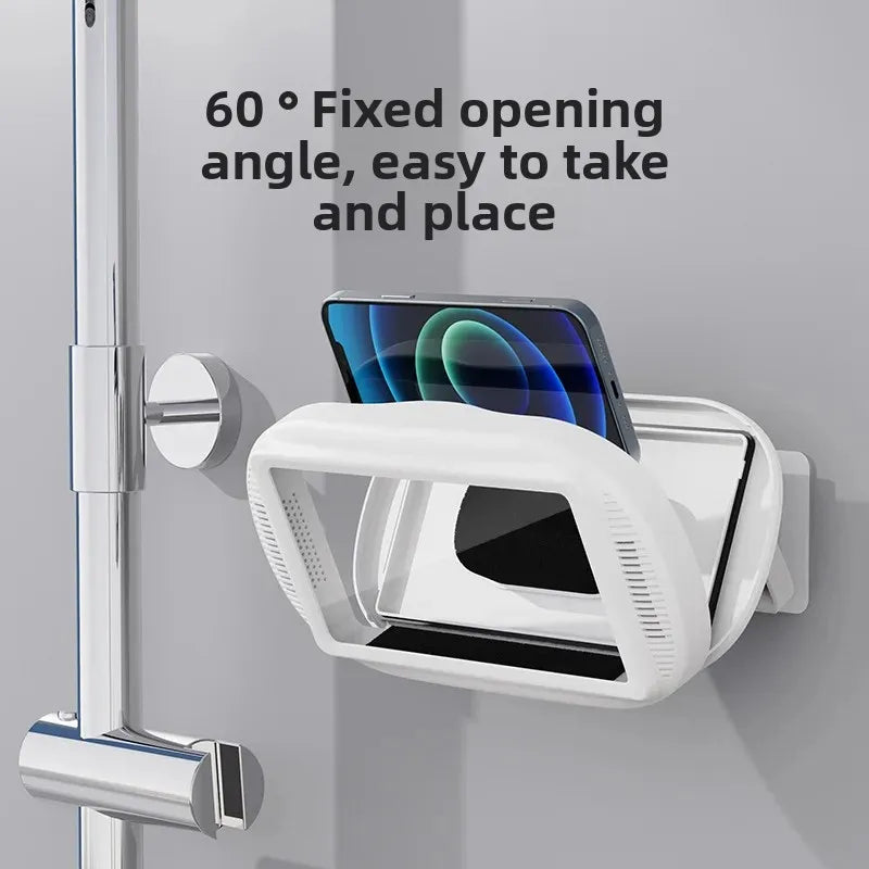 Bathroom waterproof touch screen wall hung bathroom 360° mobile phone holder rotating folding telescopic waterproof phone pouch Peaceful Pleasures Health and Wellness