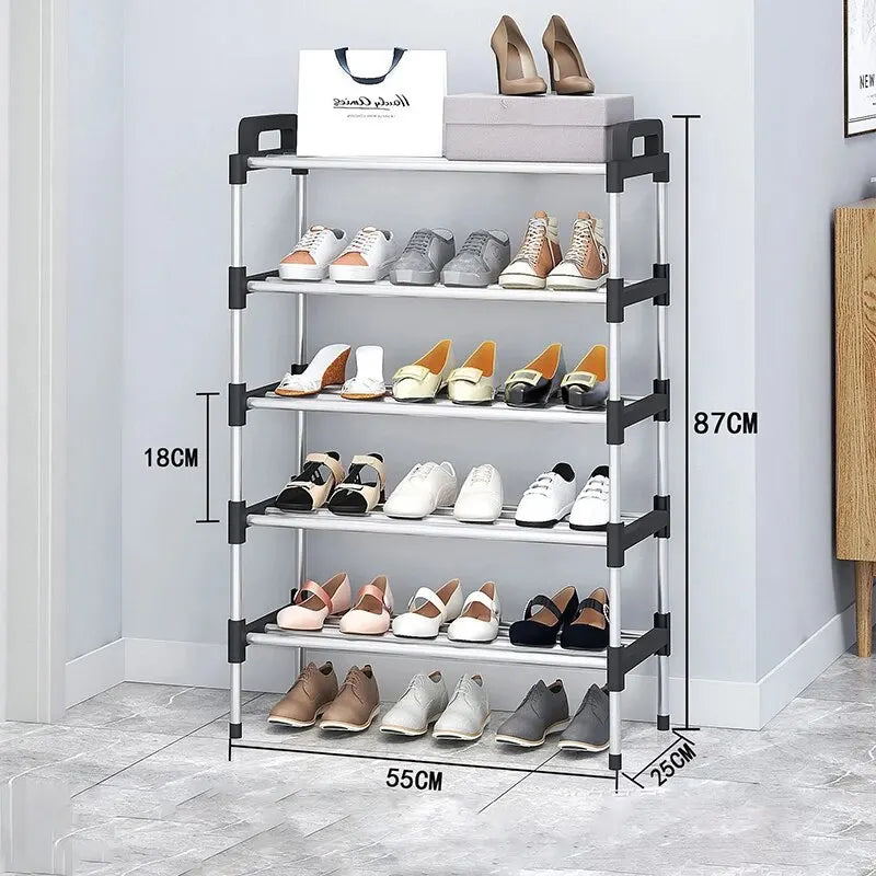 3-7Floor Simple Shoe Rack Multi Layer Dustproof Household Doorstep Shoe Cabinet Storage Space Saving Assembly Of Small Shoe Rack Peaceful Pleasures Health and Wellness Black five layer