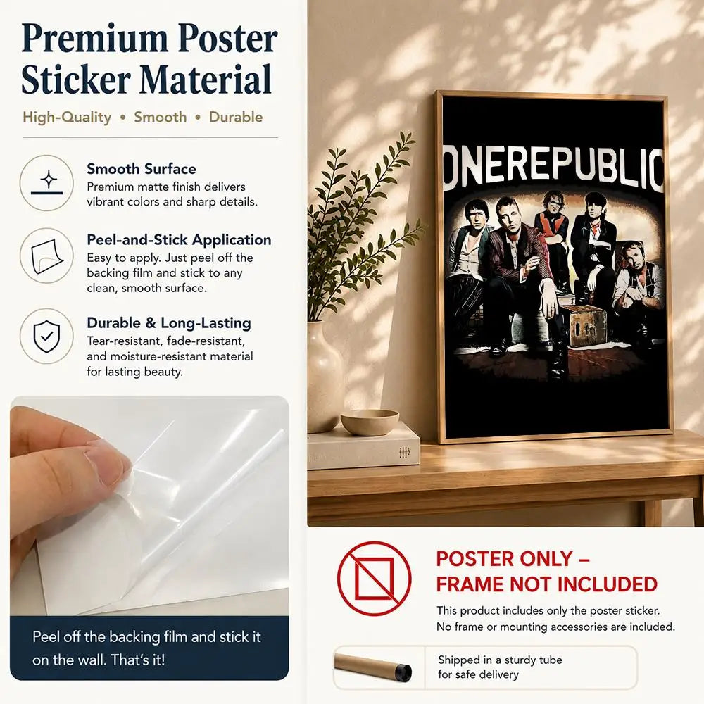 OneRepublic Band Poster – HD Self-Adhesive Waterproof Wall Art Music Band Poster Peaceful Pleasures Health and Wellness