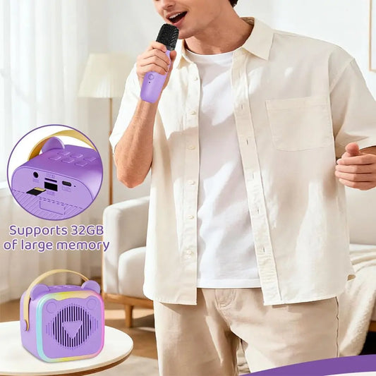 Portable Mini Karaoke Machine 3.5mm Earphone HIFI Surround Mini Bluetooth Audio USB Charging Bluetooth 5.3 Peaceful Pleasures Health and Wellness