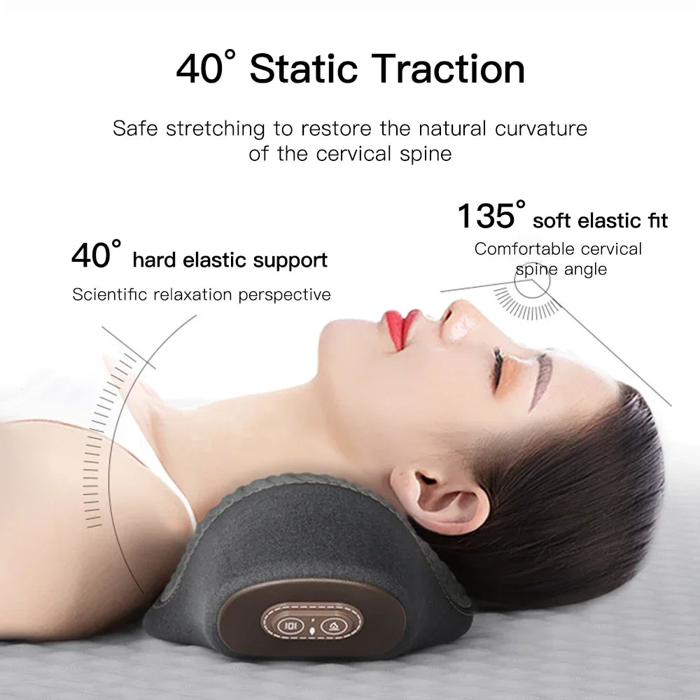 Electric Neck Massager Pillow Cervical Stretcher Heating Vibration Massage Back Traction Orthopedic Sleeping Pillows Support Peaceful Pleasures Health and Wellness